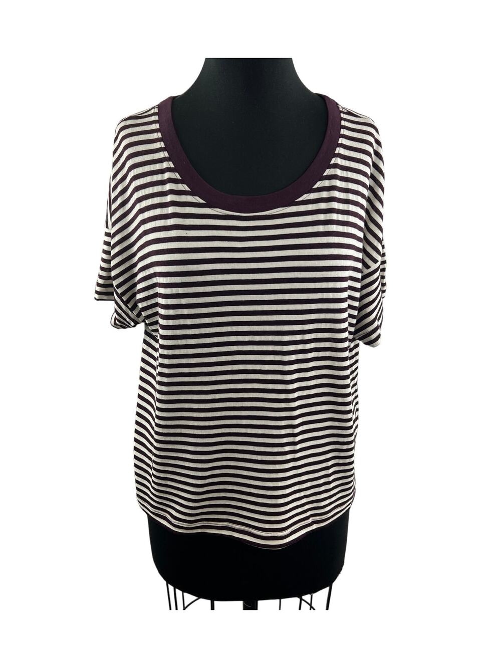 Rivet & Thread Madewell Oversized Tee Stripe Purple White Short Sleeves XL NEW